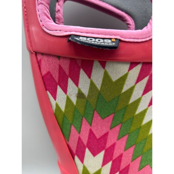 Bogs Rain Boots Kids Pink Green NH Native Pattern Waterproof 71841 YTH Size 4 - Picture 13 of 13